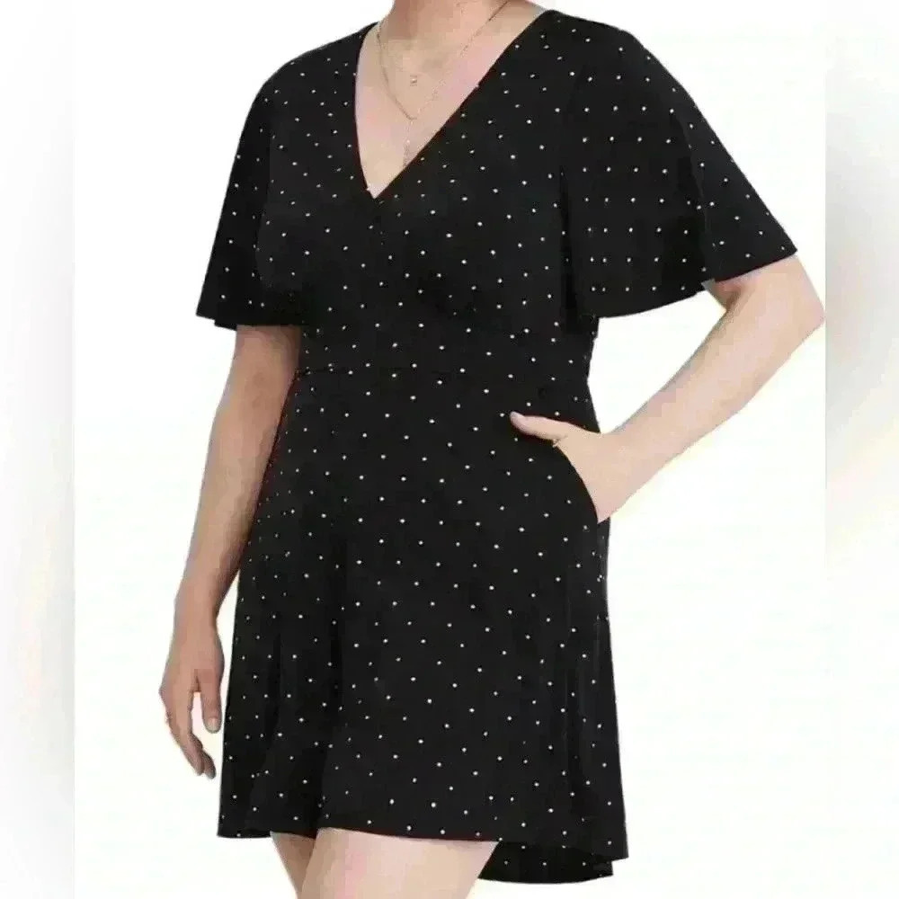 torrid Black Polka Dot V-Neck Romper